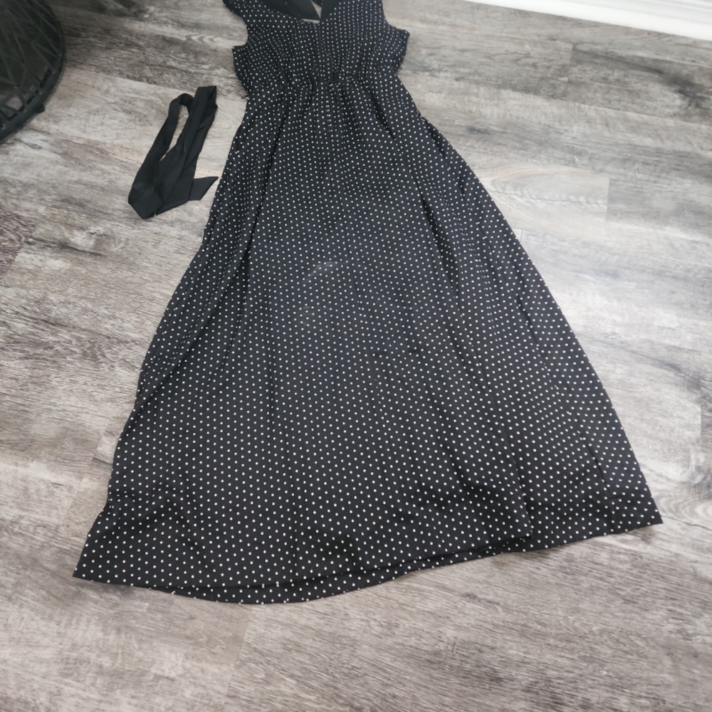 Draper James Black and White Polka Dot Maxi Dress